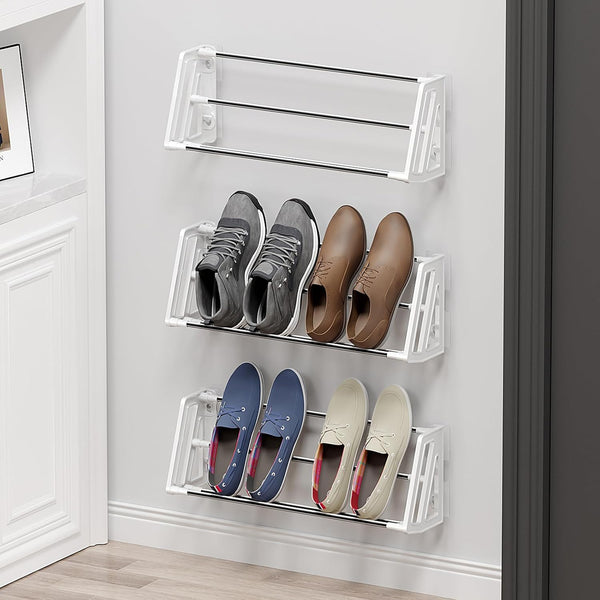 Wall Mounted Shoe Rack, 3 Pack Wall Shoe Rack Holds 6 Pairs