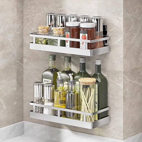 kaileyouxiangongsi SUS304 Stainless steel Wall Mount Spice Rack Storage Basket - Seasoning Container, Kitchen Spice