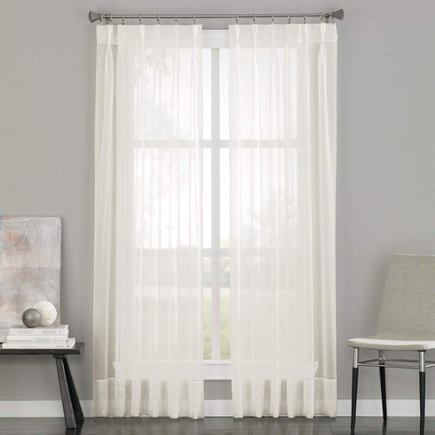 Curtainworks Soho Voile Sheer Pinch Pleat Curtain Panel, 29 by 144", Oyster