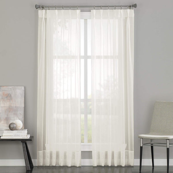 Curtainworks Soho Voile Sheer Pinch Pleat Curtain Panel, 29 by 144", Oyster