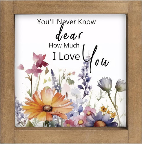 pechpell Wildflower Baby Nursery Decor, Wooden You'll Never Know Dear How Much I Love You Sign, Wild Flower Picture
