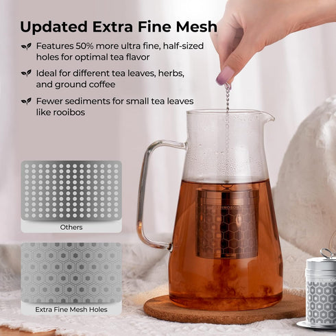 Reinmoson Large Tea Infuser for Loose Tea & Spice Infuser for Cooking, Extra Fine Mesh Tea Strainers, 304 Stainless Steel Steeper for Black Tea, Rooibos, etc by Reinmoson