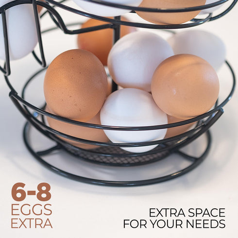 Countertop, 3 Dozen Fresh Egg Holder Egg Skelter, Spiral Egg Holder with Storage Basket, Chicken Egg Holder, Large