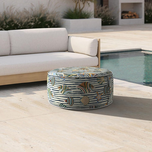 D21 xH9 DYTXIII Inflatable Ottoman Stool for Outdoor/Indoor Use, Water Repellent Patio Foot Rest with Portable
