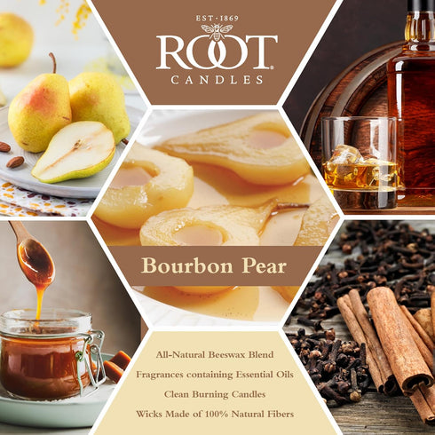Root Candles Fall Scented 3-Wick Candle, 12-Ounce Bourbon Pear in Honeycomb Glass