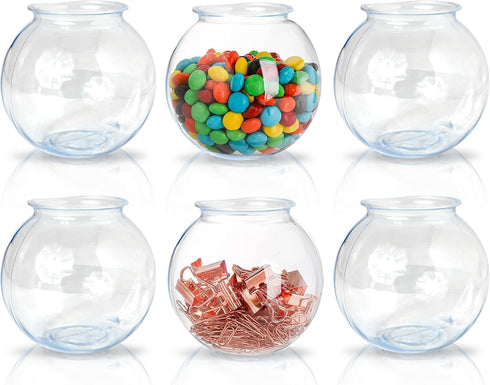 Fish Bowls for Drinks - 6 Pack - 16 Oz BPA-Free Small Plastic Ivy Bowls for Crafts, Mini Fish Bowls, Candy Dishes