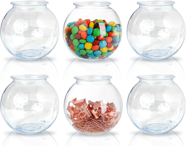 Fish Bowls for Drinks - 6 Pack - 16 Oz BPA-Free Small Plastic Ivy Bowls for Crafts, Mini Fish Bowls, Candy Dishes