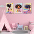 ouiytws Set Prints,Framed12 16inches X3piece Black Girl Princess Wall Art, Rainbow Hair Girl Painting,Cute Afro Girls