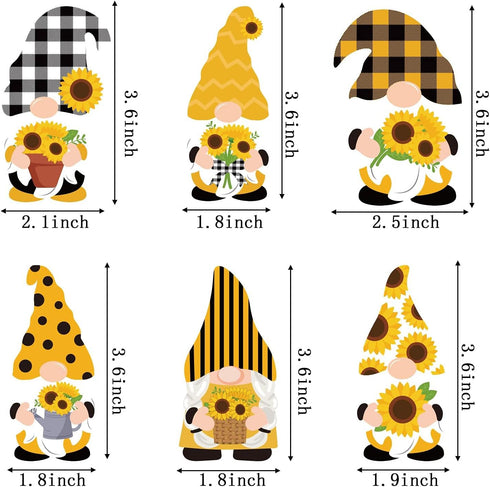 WATINC 25 Pack Sunflower Gnome Wooden Ornaments, Yellow Flower Gnome with Hat Hanging Pendants for Summer Party