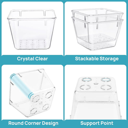 Vtopmart 15 PCS Clear Plastic Drawer Organizers Set, Versatile Storage Bins for Makeup, Kitchen Gadgets, Office