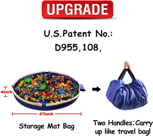 SUMBABO 47inch Toy Storage Mat Bag by Drawstring for Lego - Play Mat Bag Toy Storage Container for Kids with Cap can as