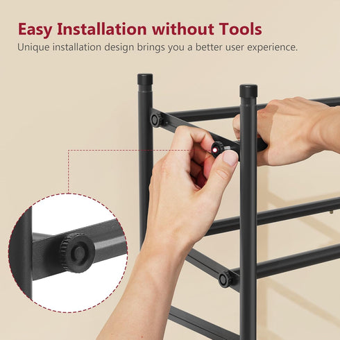 Closet 3 28-41Adjustable Closet, Tajsoon Expandable Shoe Rack for Tier, & Stackable Shoe Shelf Storage, Metal Shoe Rack