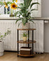 3 XBurmo Small Round Coffee Table - Tier Design Accent Table, Narrow Side or Bedside Stand, Industrial Vintage