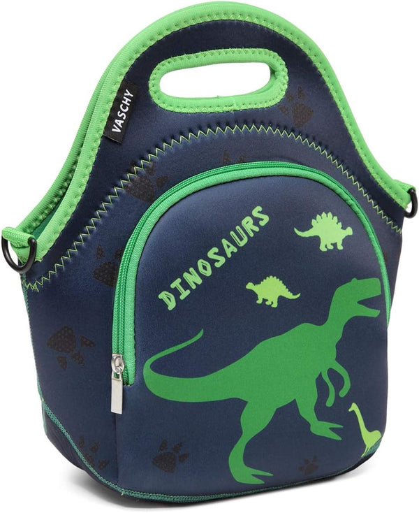 VASCHY Lunch Bag for Kids - Insulated Neoprene Lightweight Lunch Box for Boys and Girls, Dinosaur Design