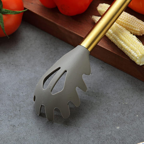 Gold Spaghetti Spoon, Berglander Non-stick Silicone Pasta Server with Titanium Gold Plating Handle