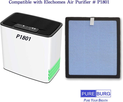 PUREBURG P1802 True HEPA Replacement Filters Compatible with YIOU R1 P1802 Air Purifier and Elechomes P1801 Air Purifier, H13 Activated Carbon,2-Pack