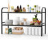 Expandable 2-Tier Under Sink Organizer, 8 Removable Plastic Boards, Tool-Free Installation (Black,
