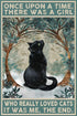 Cat Sign for Front Door, Cat Lover Saying, Once Upon A Time There Was A Girl Who Loved Cats, Vintage Cat Art Pictures