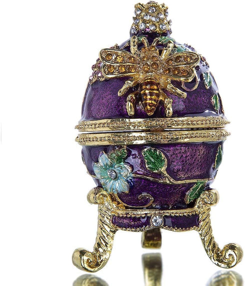 YU FENG Faberge Egg Trinket Boxes Hinged Crystal Jeweled Easter Egg Ornament