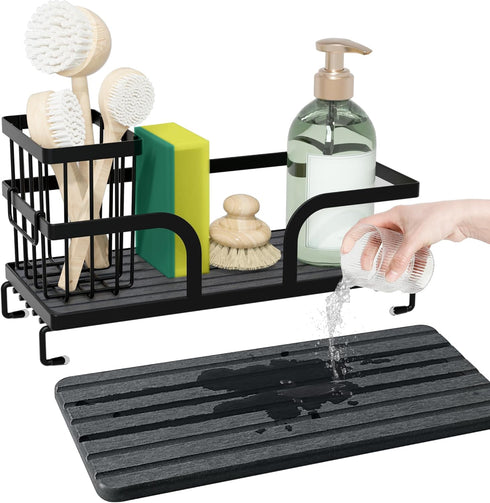 Uninol 9.7" 4.2"x 3.2" Organization,2PCS Sponge Holder for Kitchen Sink,Sink Caddy Organizers with Stone Drying Tray