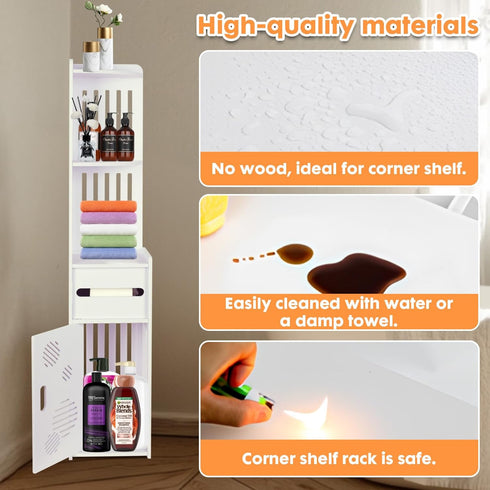 39.37 7.87 7.08 inch ShellKingdom Toilet Paper Holder Stand, Tall & Slim Bathroom Storage Cabinet, Freestanding Corner