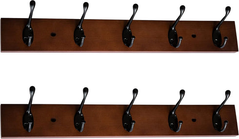 Wall Mount Coat Rack, Coat Hooks, 2 Pack Walnut Wall Hat Hanger