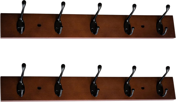 Wall Mount Coat Rack, Coat Hooks, 2 Pack Walnut Wall Hat Hanger