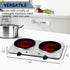 OVENTE 1500W Countertop Infrared Double Burner, Silver Electric Hot Plate with 7.5” Ceramic Glass Cooktop