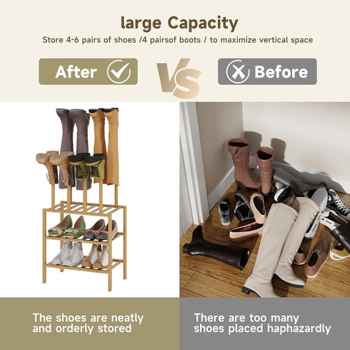 Vellzeyce Organizer,3-Tier 3-tier-short) Boot Rack for Tall Boots Multiuse Shoe Rack and Boot Storage Rack,for Tall