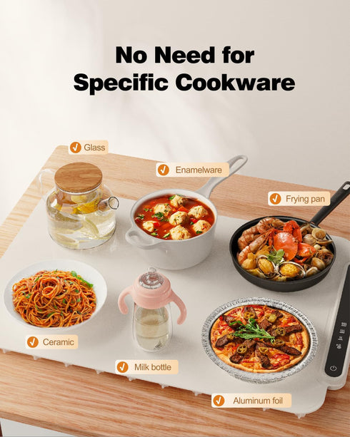 3 Setting Food Warming Mat, iTRUSOU Electric Warming Tray Full Surface Heating to Keep Food Warm or Thawing, Versatile