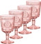 Bormioli Rocco Romantic Colored Crystal Glass Stemware Set of 4, 10.75 Oz, Cotton Candy Pink, Made in Italy.