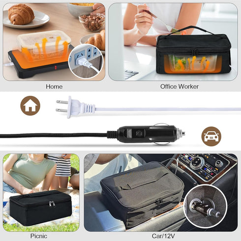 Portable Oven 12V, 24V, 110V - Car Food Warmer Portable Mini Oven Personal Microwave Heated Electric Heating Lunch Box