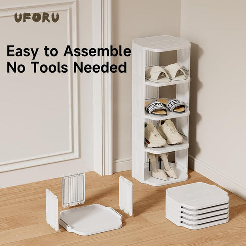 5 Closet, Small Shoe Rack, Tier Plastic Vertical Shoe Rack for Small and Narrow Spaces, Free Standing Shoe Organizer