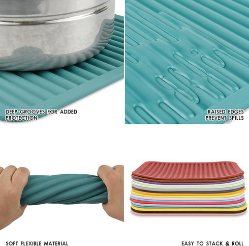 Smithcraft Silicone Trivets Mats for Hot Dishes, Hot Pads for Countertops, Set of 2 in Light Grey