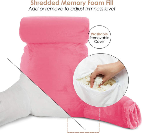 2 Nestl Reading Pillow with Shredded Memory Foam Includes Neck and Lumber Support Pillows, Designed for Sitting Up