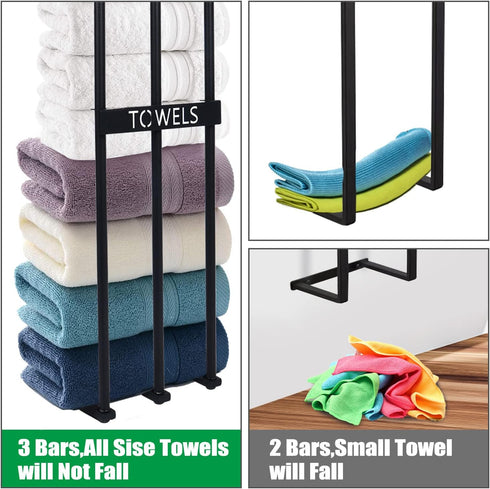 3 Towel Storage, Towel Rack Wall Mount for Small Bathroom, LAFEALO New Upgrade Bar Towel Racks for Bathroom, Towel