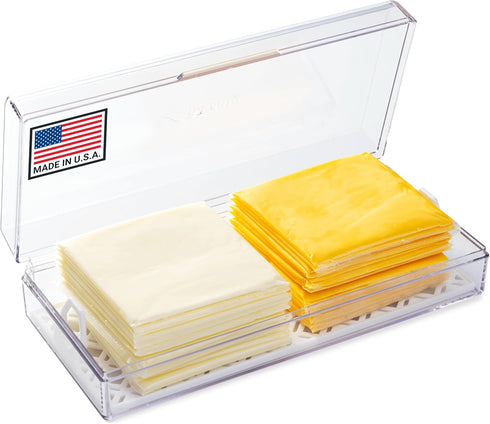 Cheese Keeper Storage Container for Fridge, Food Storage Box with Lid and Tray, Sliced Cheese Organizer