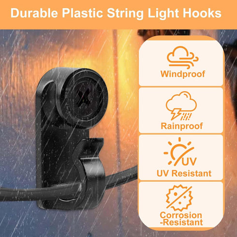 Dapute 50 Pack Hooks for Outdoor String Lights, Christmas Light Clips bulk with Screw, Weatherproof Light Hanger Hooks