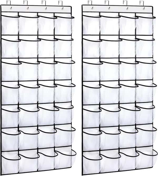 REGELETO 2 Pack 28 Pocket Over the Door Shoe Organizer, Hanging Shoe
