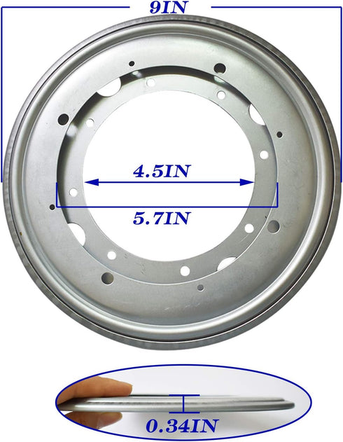 Evadow 2Pack 9" 5/16 750lbs Lazy Susan Hardware, Rotating Bearing Plate Thick, Lazy Susan Turntable Swivel Base