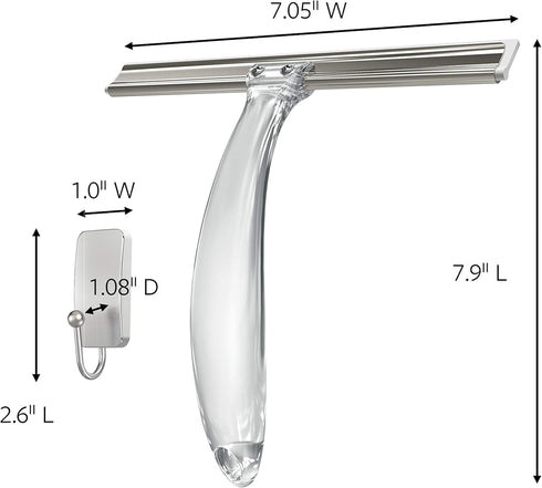 Command Bath Shower Caddy - Small Water-Resistant Adhesive, Satin Nickel, 1 lb Capacity, 1 Hook, 1 Squeegee