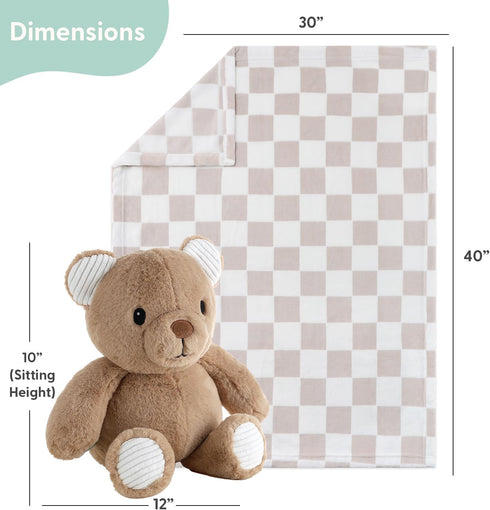 Set 0+ The Peanutshell Gift Benny Brown Teddy Bear Stuffed Animals and Baby Blanket for Boys, Girls, Newborn