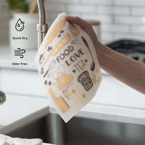 RECYCO Swedish Dishcloths for Kitchen, 6 Packs Washable Dish Rags, Cellulose Reusable Cleaning Paper Towels