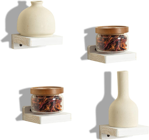 Freezing point Small Floating Shelf for Wall Set of 4 Natural Wood