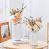 8 inch Countertop, White Ceramic Flower Vase for Pampas Grass, Small Decorative Centerpiece Ribbed Vase for Dining
