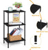 3 Tall Side Table with Storage Tier Black End Table Metal Storage Shelves for Living Room Bedroom Bathroom Small Slim