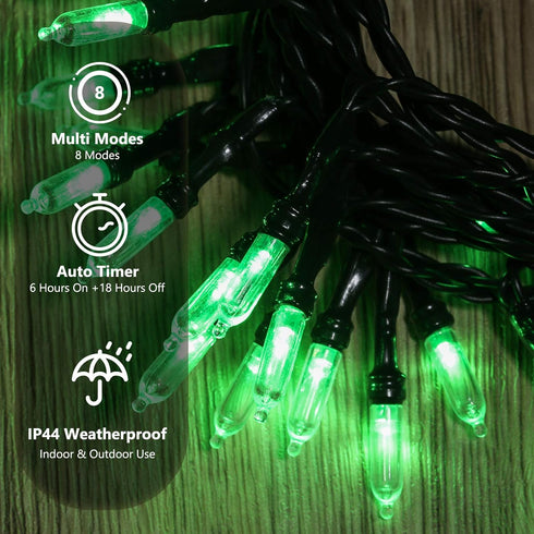 17.94ft 50 8 BrizLabs Green String Lights, LED Christmas Lights, Modes Battery Green Xmas Lights Indoor/Outdoor, Mini