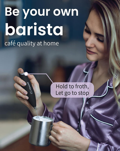 Elementi Milk Frother Wand & Matcha Mixer, Mini Electric Whisk for Coffee, Handheld Frother & Stirrers (Sapphire Blue)