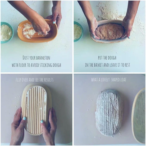 5 Inch Round Banneton Bread Proofing Basket 2 pcs, Handmade Natural Rattan Cane Brotform with Linen Liner Cloth