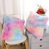 Dongchen Soft Faux Fur Throw Pillow Covers, Pack of 2 Peach Blush Plush Decorative Tie Dye Pink Cushion Cases